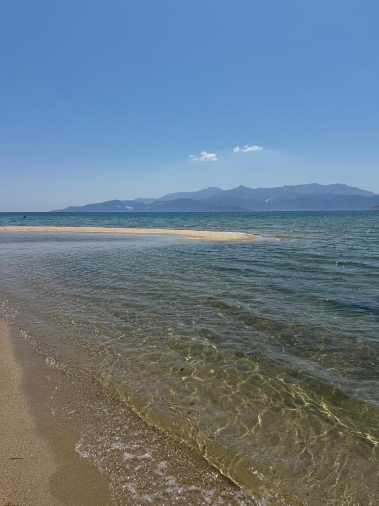 Keramoti beach with Thasos across the water