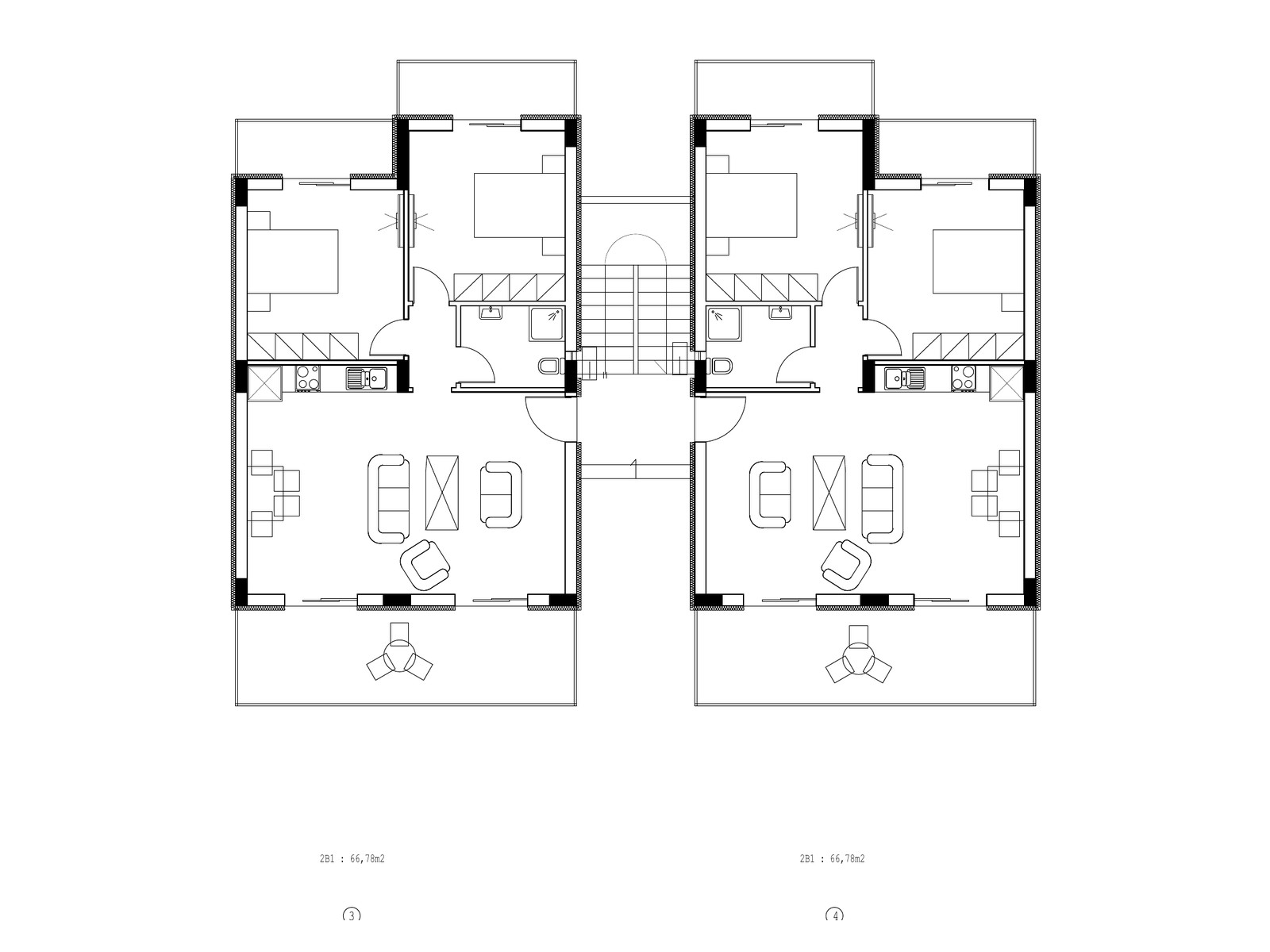 Floor plan – 2-bedroom ground-floor apartment, M HOLIDAY Nestos