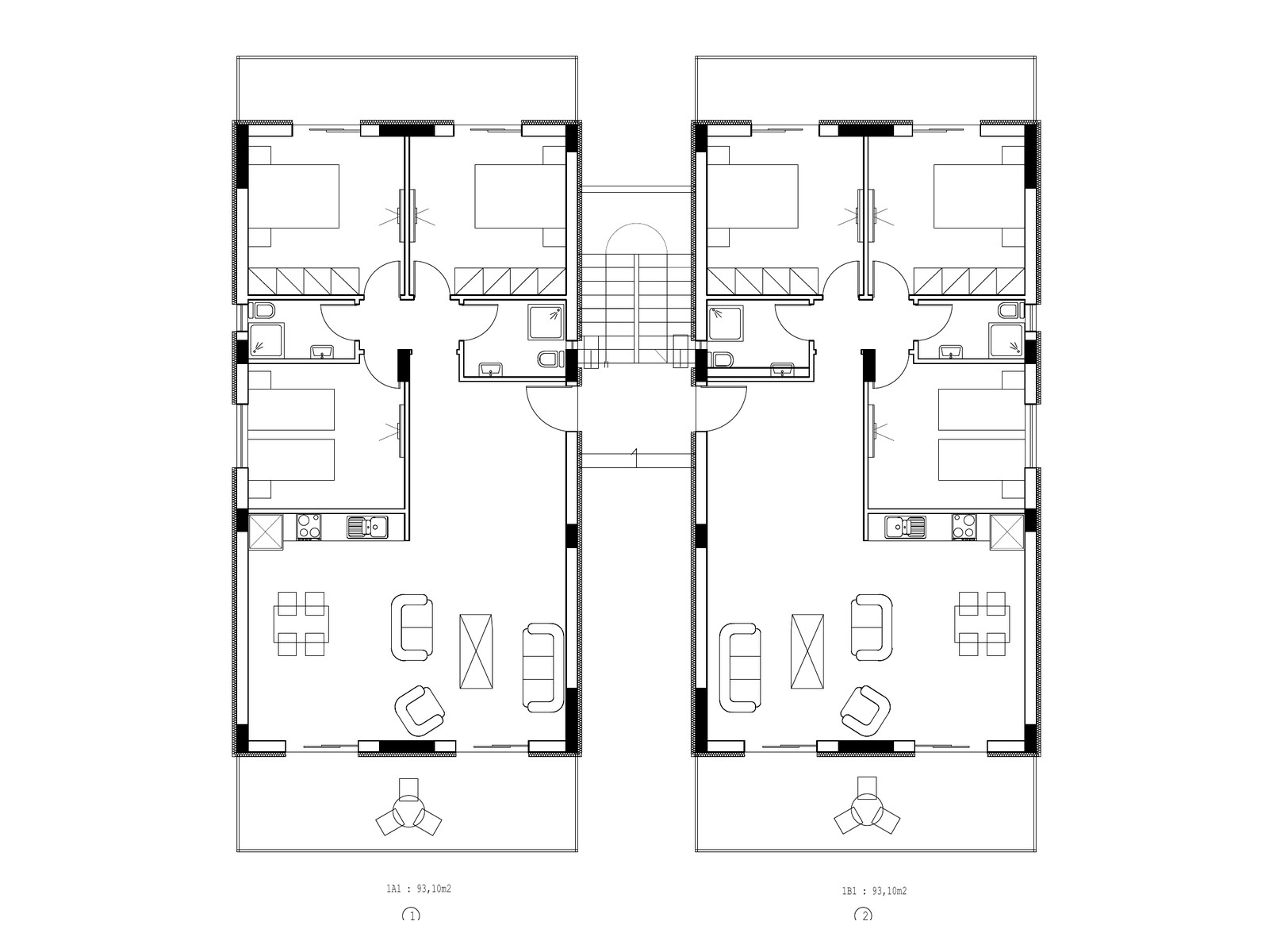 Floor plan – 3-bedroom ground-floor apartment, M HOLIDAY Nestos